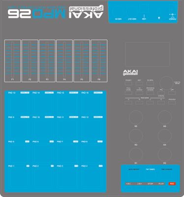 Skin for AKAI MPD 26 - GREY&amp;BLUE style (DIGITAL files ONLY)