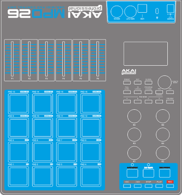 Skin for AKAI MPD 26 - GREY&amp;BLUE style (DIGITAL files ONLY)
