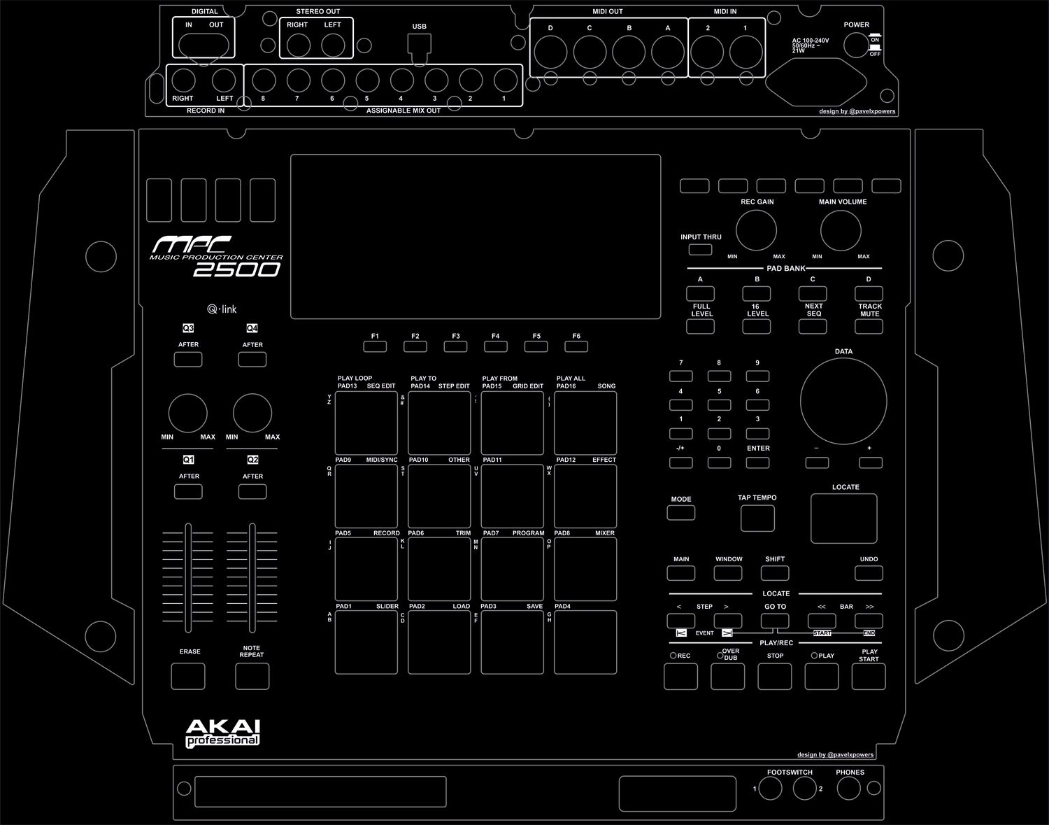 Skin for AKAI MPC 2500 - TOTAL BLACK style (DIGITAL files ONLY)
