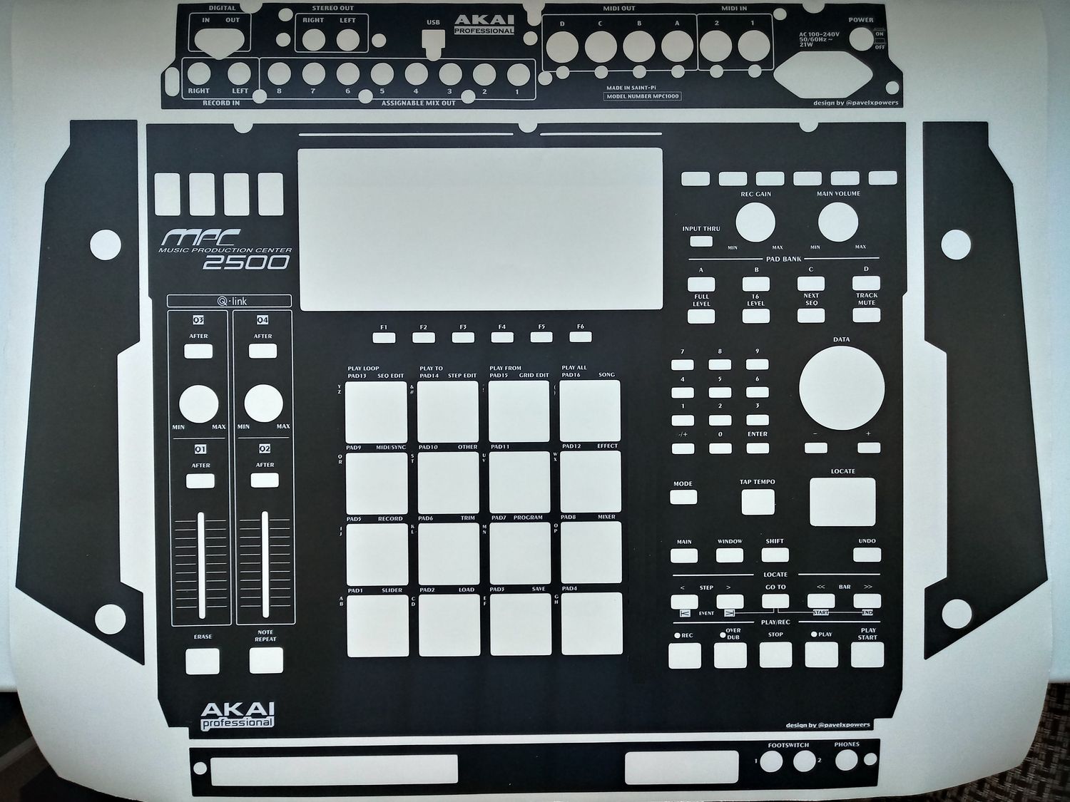 Skin for AKAI MPC 2500 - TOTAL BLACK style (DIGITAL files ONLY)