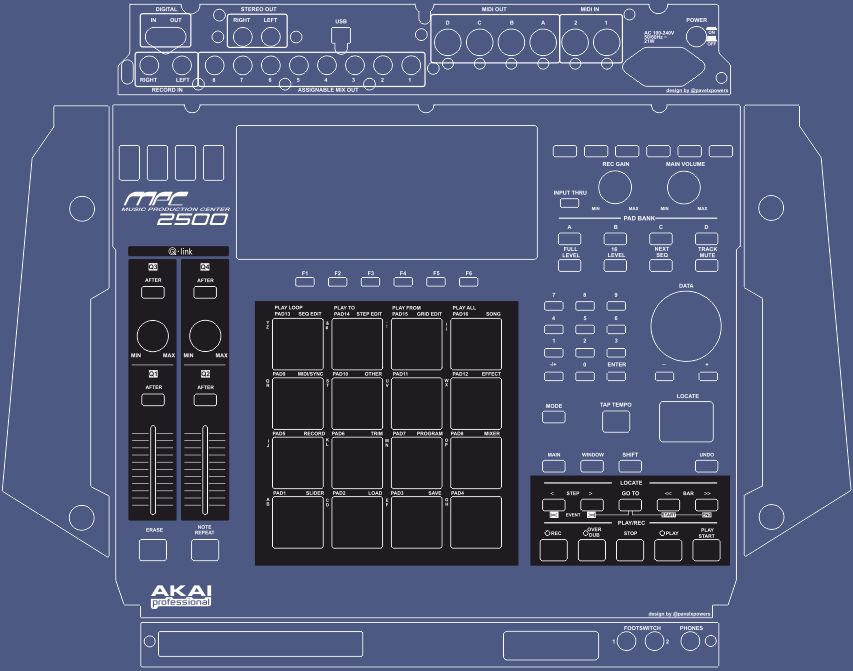 Skin for AKAI MPC 2500 - DARK BLUE style (DIGITAL files ONLY)