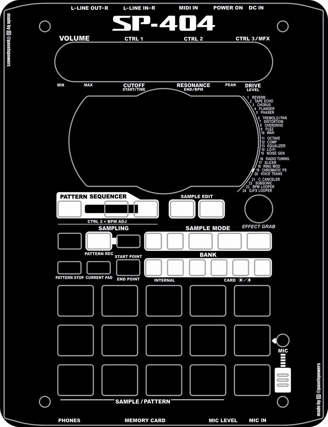 Skin for ROLAND SP-404 OG - BLACK style (DIGITAL files ONLY)