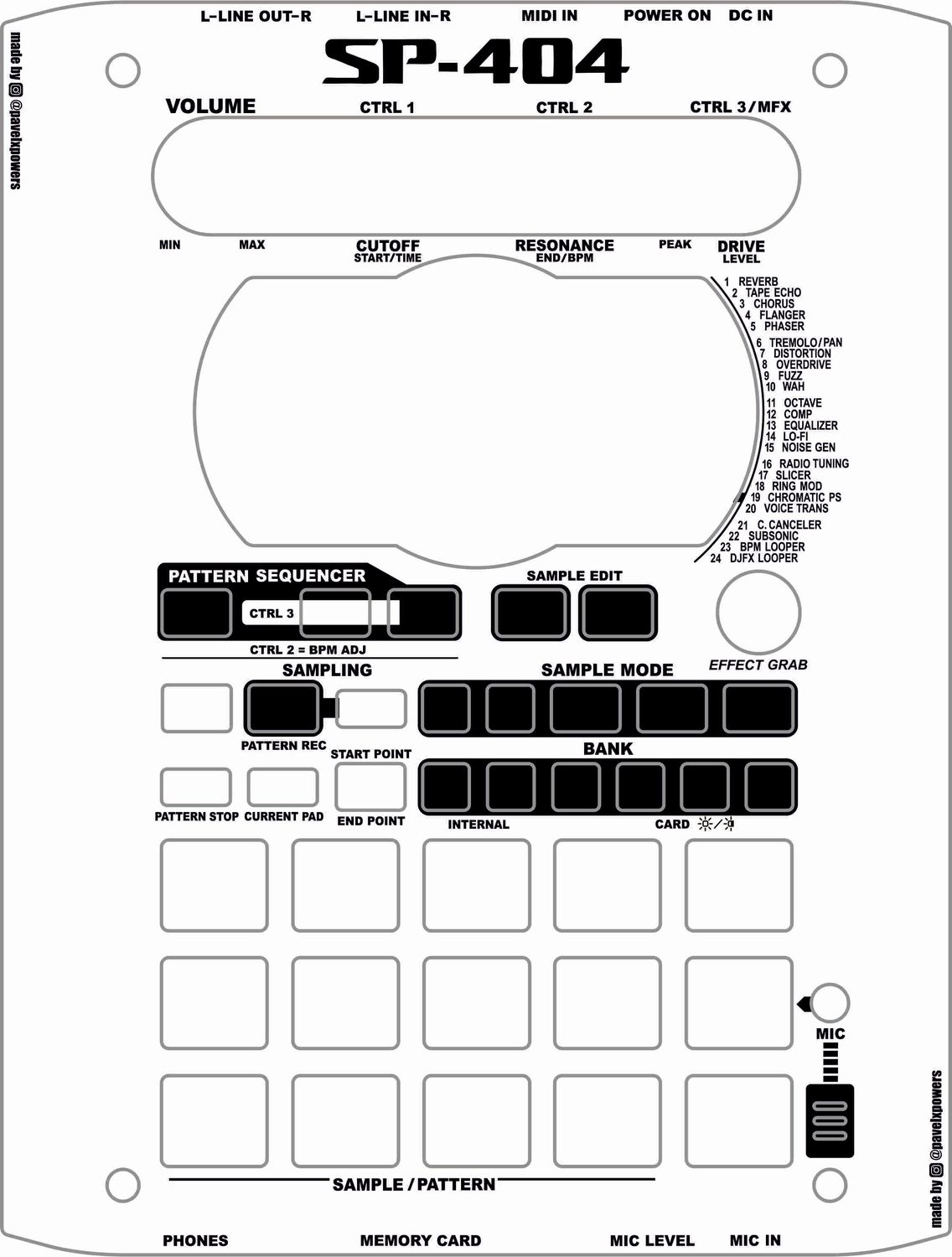 Skin for ROLAND SP-404 OG - WHITE style (DIGITAL files ONLY)