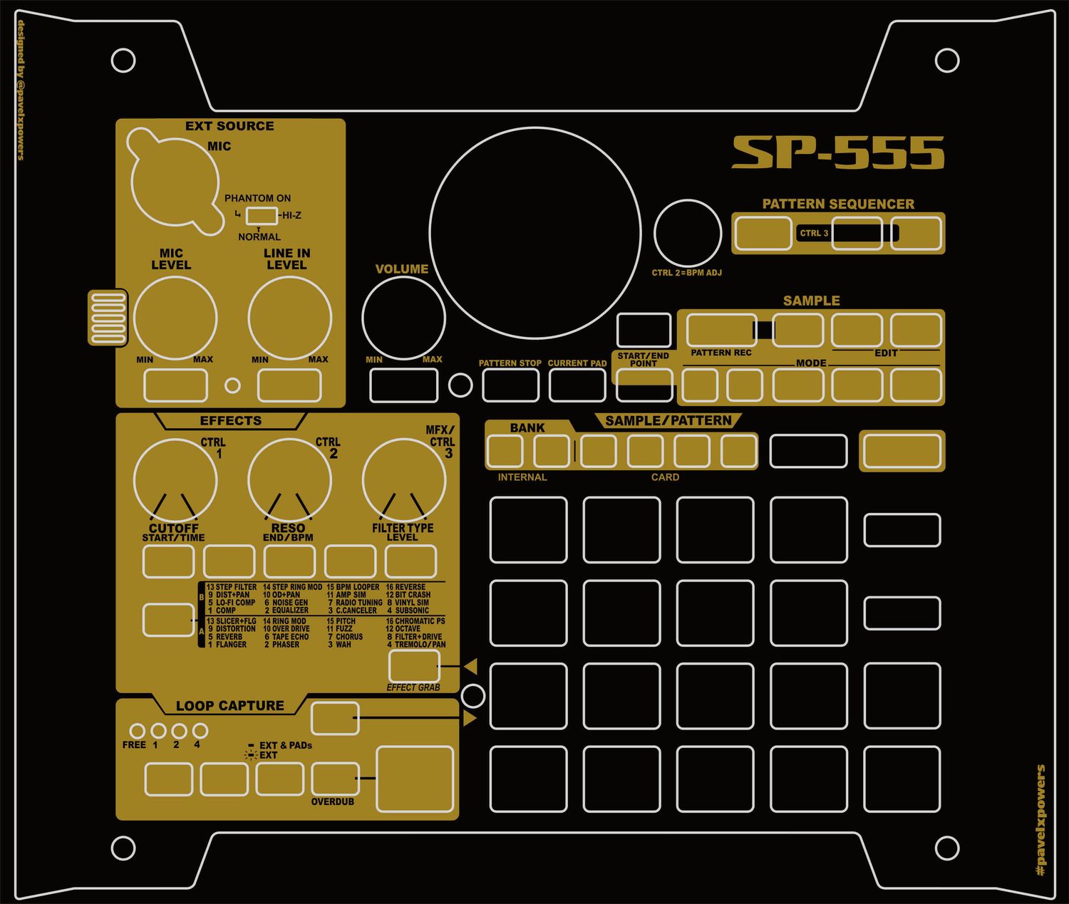 Skin for ROLAND SP555 - Black&amp;Gold style (DIGITAL files ONLY)