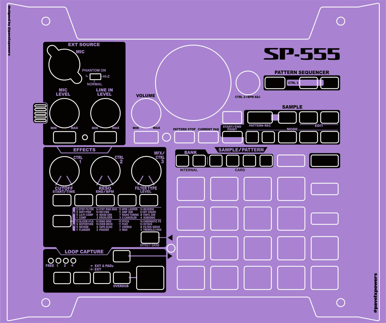 Skin for ROLAND SP555 - PURPLE style (DIGITAL files ONLY)