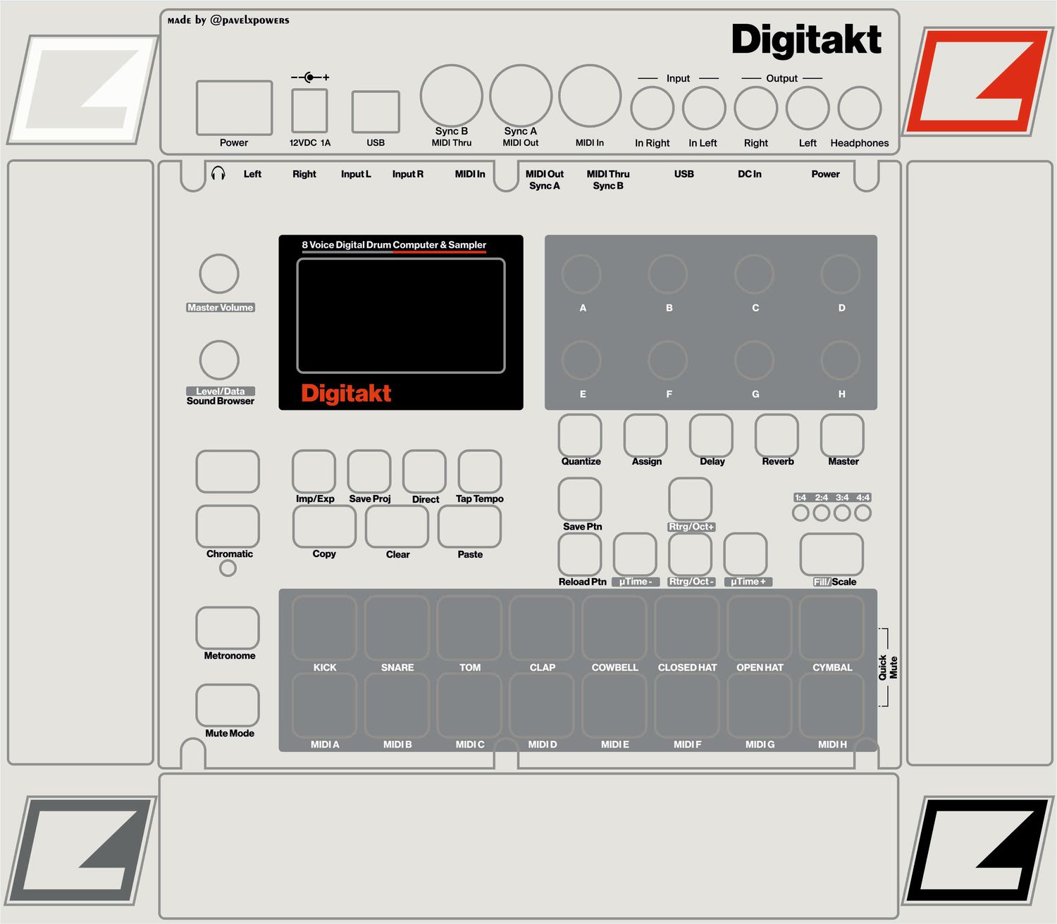 Skin for ELEKTRON DIGITAKT - MPC RETRO style (DIGITAL files ONLY)