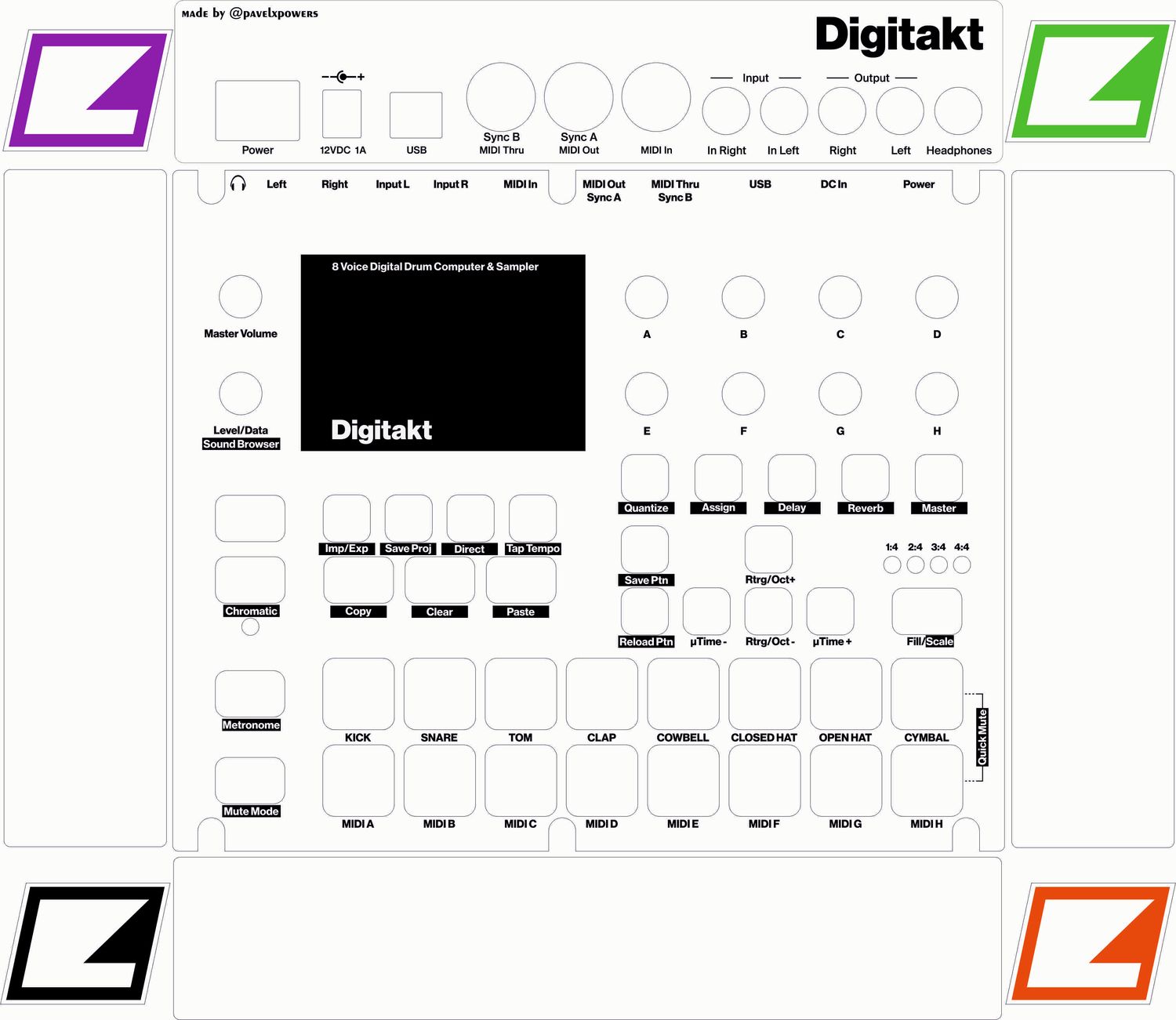 Skin for ELEKTRON DIGITAKT - WHITE style (DIGITAL files ONLY)