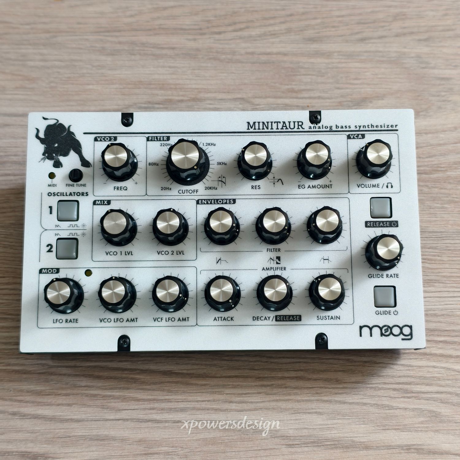 Magnetic faceplate for Moog Minitaur, CHOOSE YOUR STYLE: WHITE