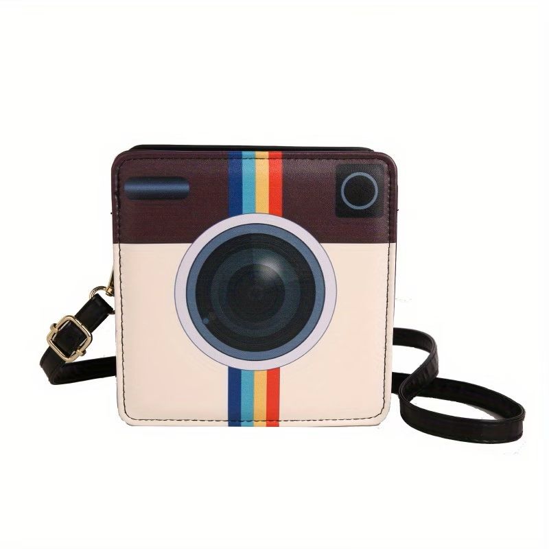 Retro Camera Inspired Print Crossbody Bag