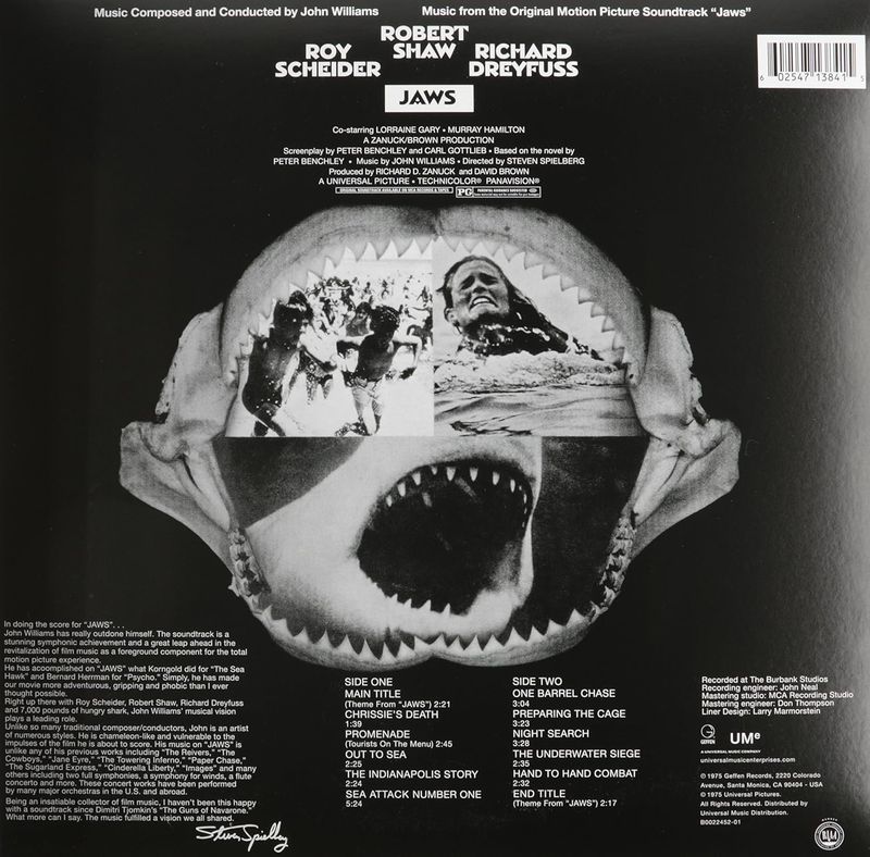 Jaws Soundtrack Limited Edition LP, Reissued (Vinyl, NEW)