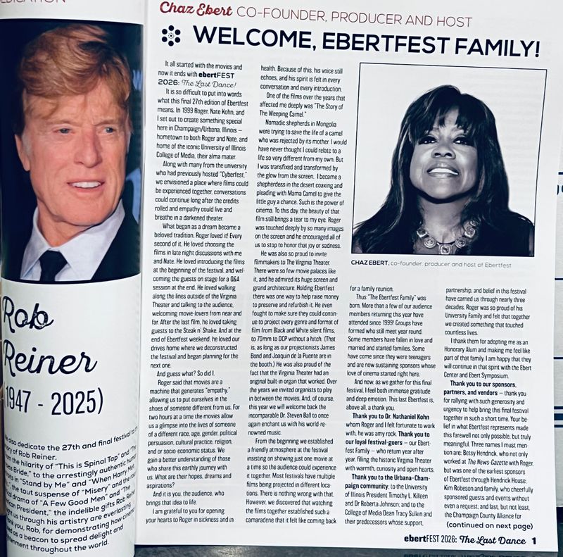 EbertFest 2026 (Final Festival) Guide (Program Booklet, NEW)