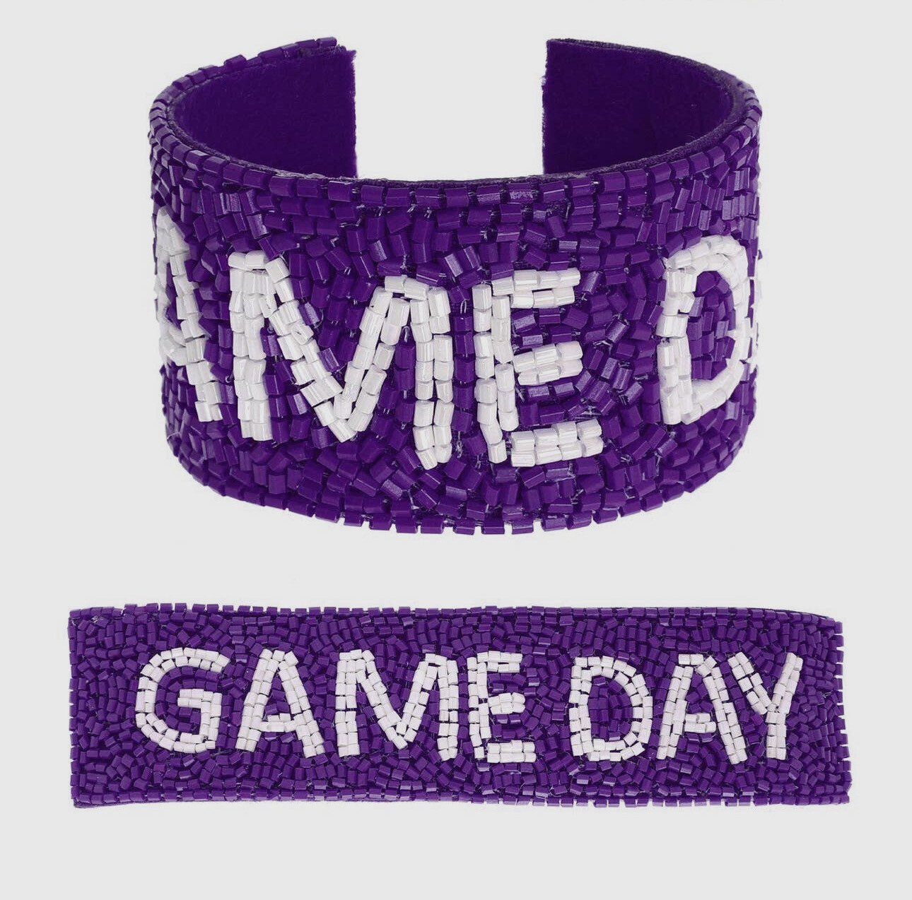 Game Day Beaded Cuff Bracelet - PURPLE