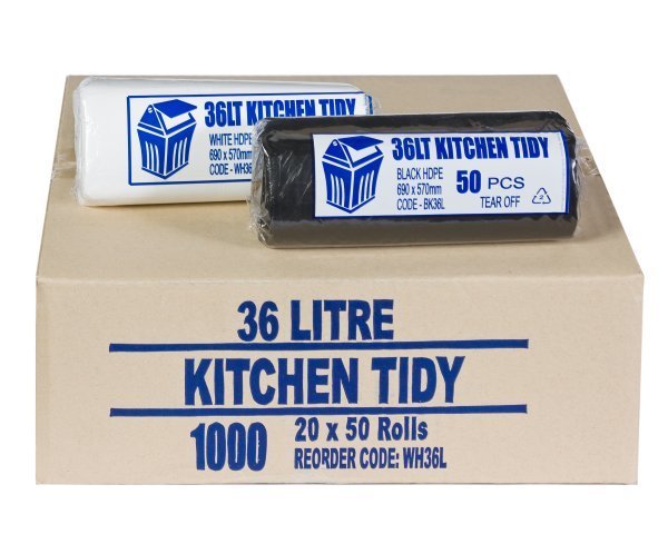 W-BK36LT K/TIDY LGE 36L BLK 1000/CTN 50 x 20 Rolls