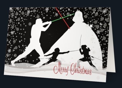 Merry Xmas card - fencing & Star Wars theme