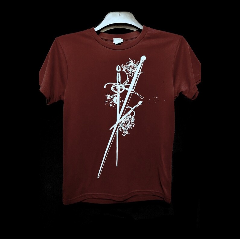 Longsword, rapier & dagger, Garment: Burgundy Wicking T-shirt