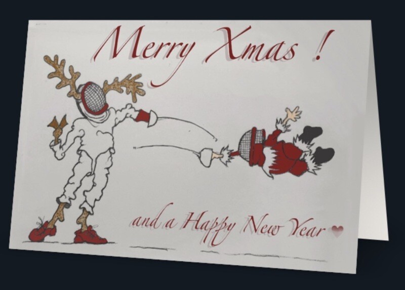 Merry Xmas ! Cartoon fencing Card