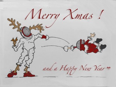 'Fencing reindeer' Merry Xmas and a Happy New Year Card
