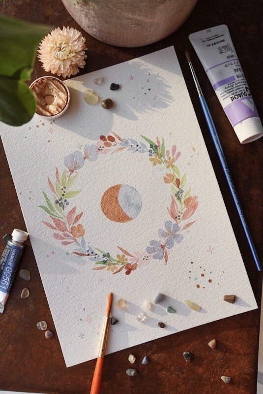 MoonFlower Wreath - A5