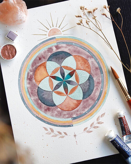 Seed of Life Aquarel
