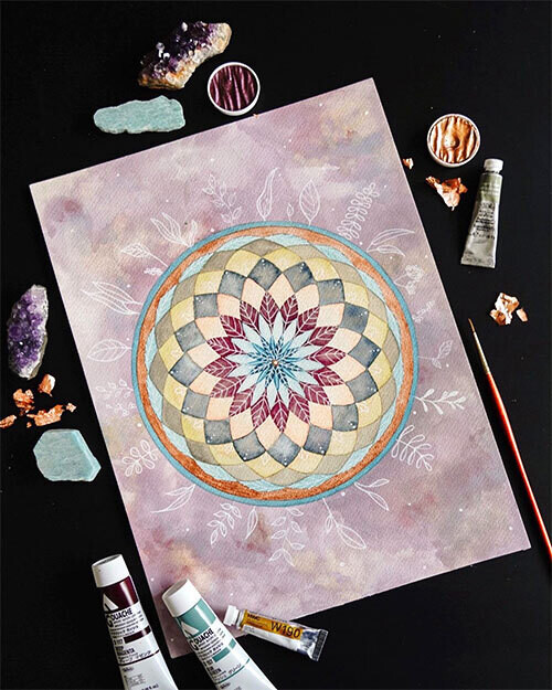 Flower of Life Aquarel