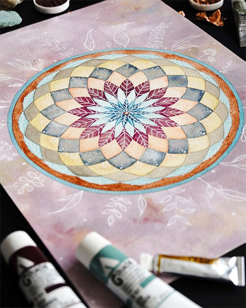 Flower of Life Aquarel