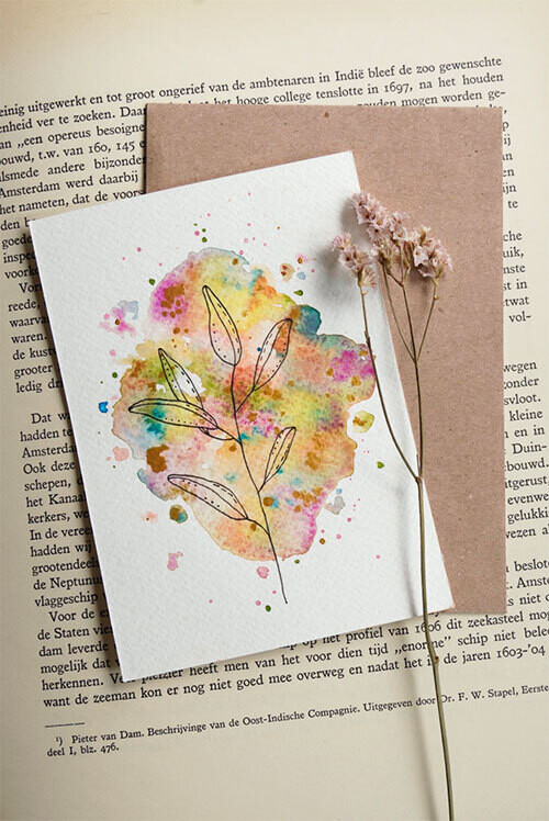 Postkaart Leaf Splash