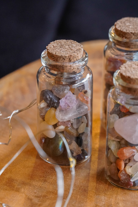 Geluksflesjes mix stenen