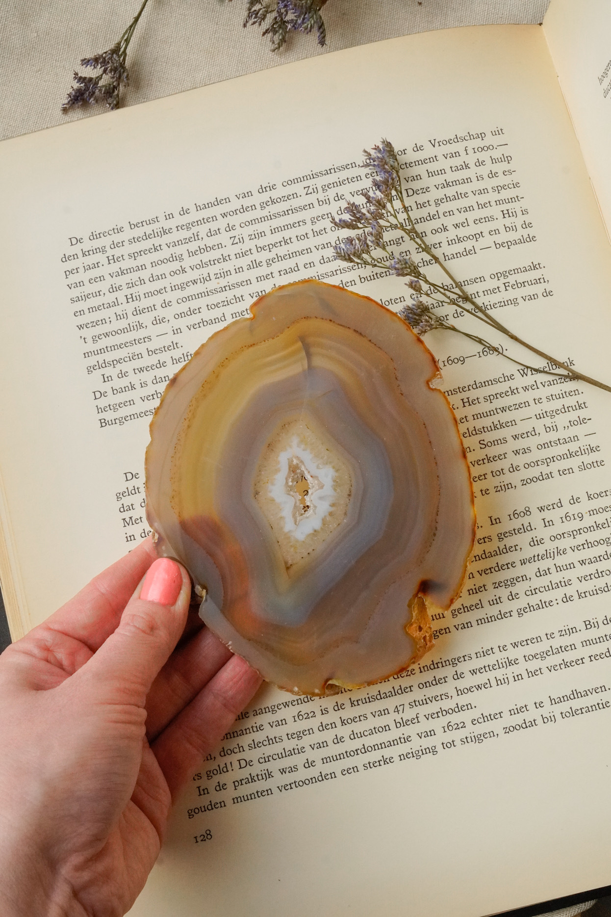 Naturel Agaatschijf met houder