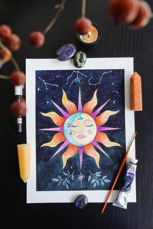 Sun & Moon Aquarel