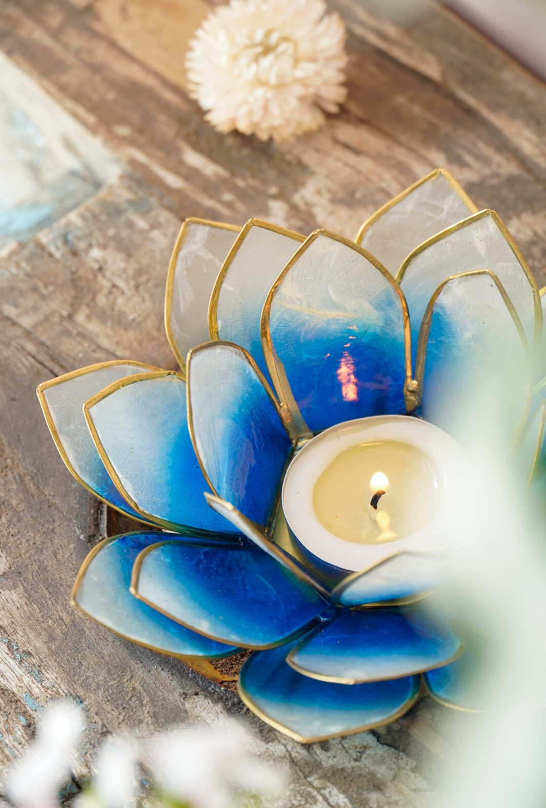 Lotus sfeerlicht Blauw/Wit