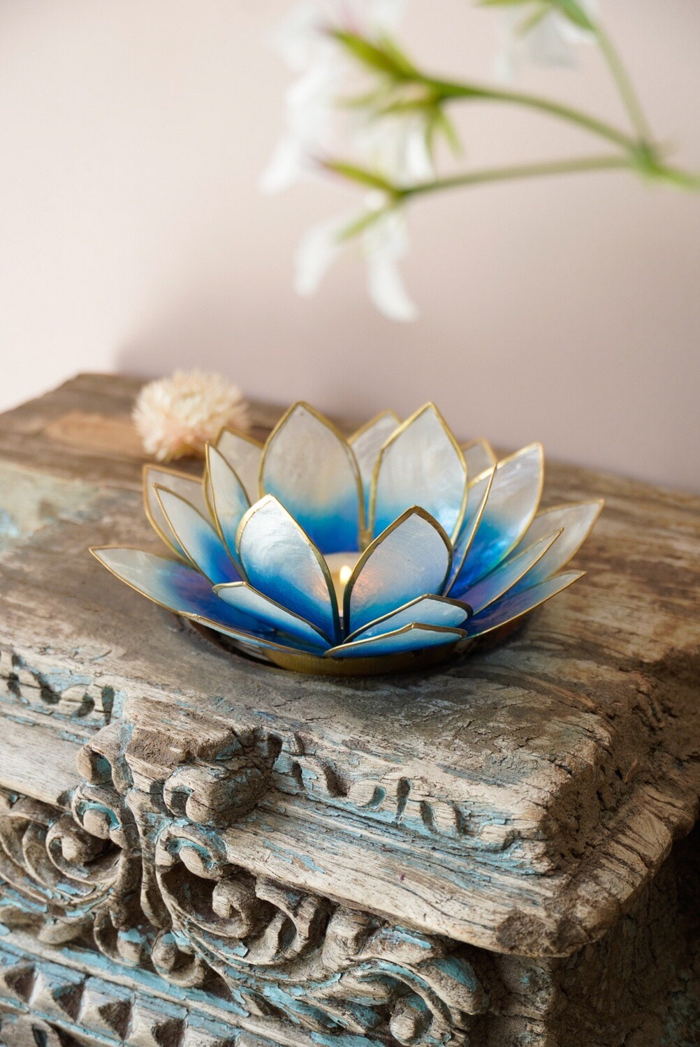 Lotus sfeerlicht Blauw/Wit