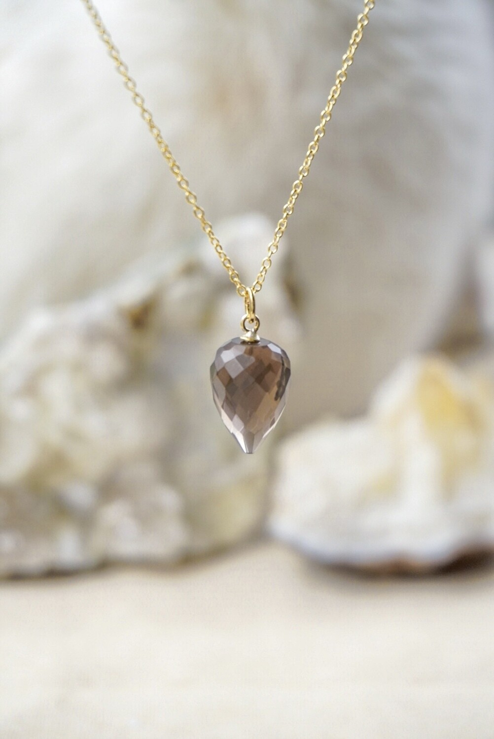 Gold Plated Ketting met Rookkwarts hanger