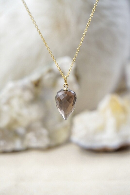Gold Plated Ketting met Rookkwarts hanger
