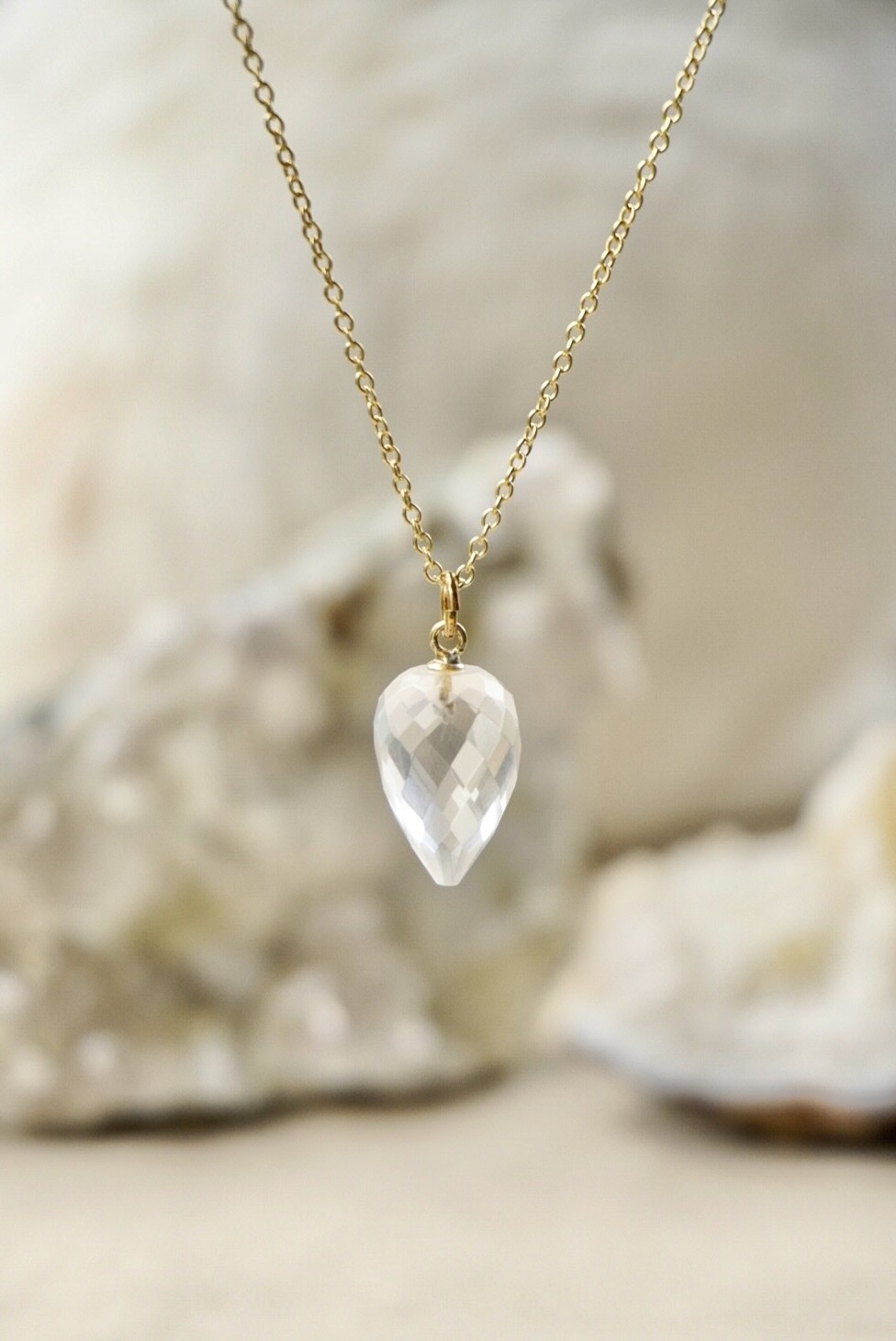 Gold Plated Ketting met Bergkristal hanger