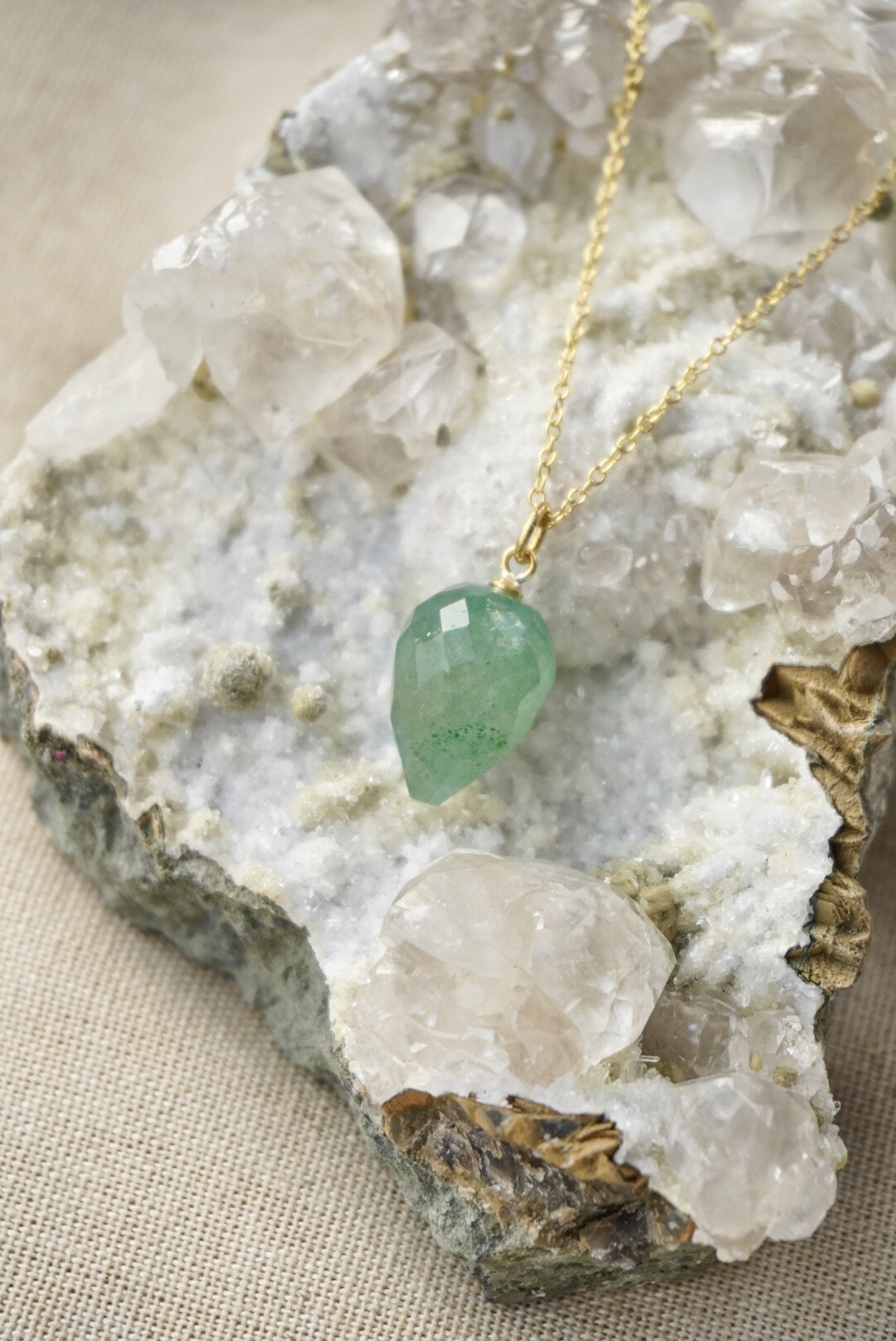 Gold Plated Ketting met Aventurijn hanger