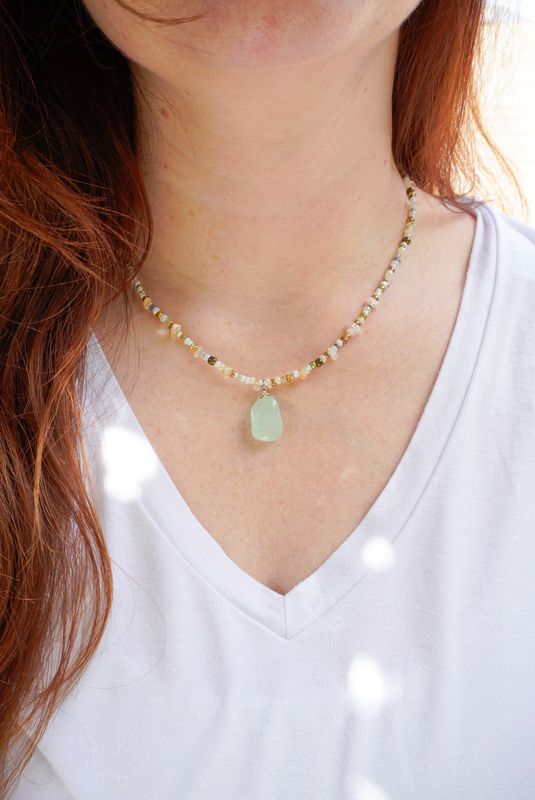 Ketting Citrienkwarts met Prehniet