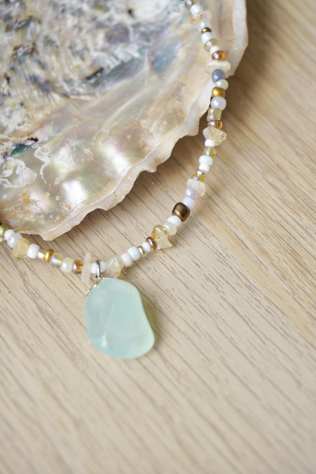 Ketting Citrienkwarts met Prehniet