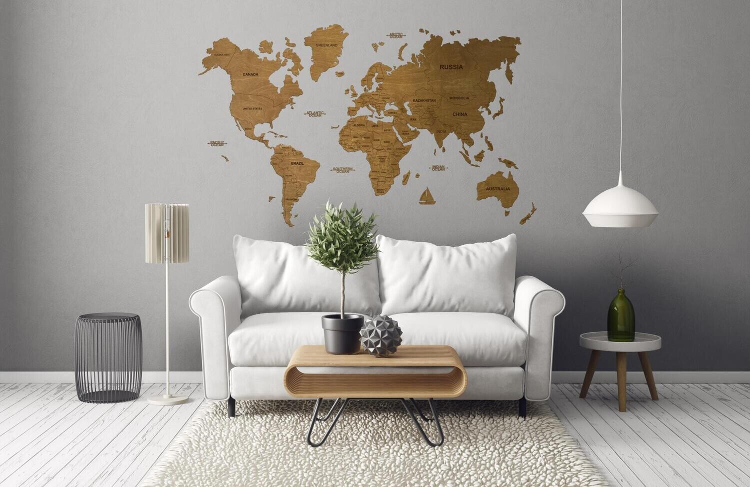 ️Country Wooden World Map Walnut ?