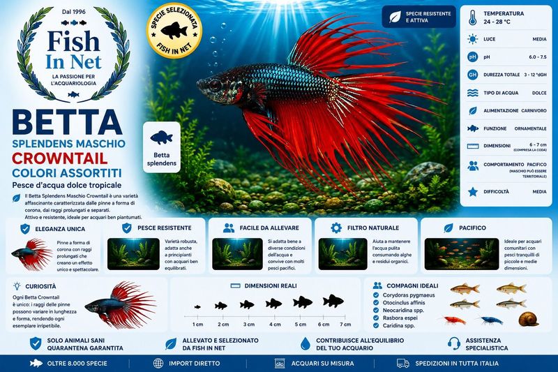 BETTA SPLENDENS MASCHIO CROWNTAIL colori assortiti
