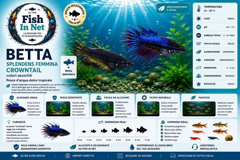 BETTA SPLENDENS FEMMINA CROWNTAIL  colori assortiti