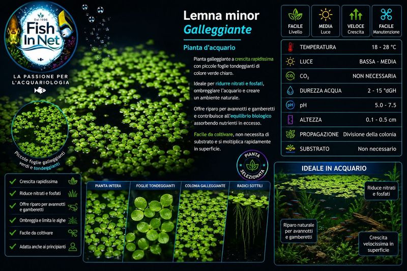 Lemna minor galleggiante - porzione Lemna minor galleggiante - porzione