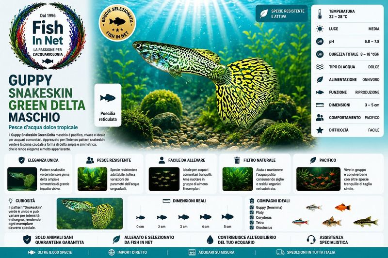 GUPPY MASCHIO SNAKESKIN GREEN DELTA