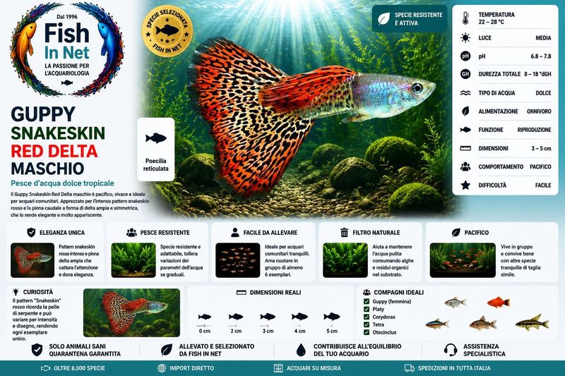 GUPPY MASCHIO SNAKESKIN RED DELTA