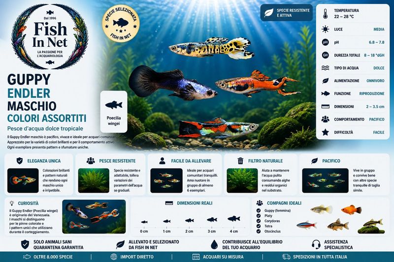 GUPPY MASCHIO ENDLER COLORI ASSORTITI