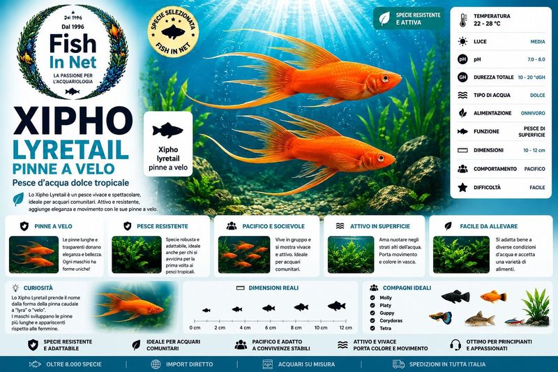 XIPHO  LYRETAIL PINNE A VELO colori assortiti