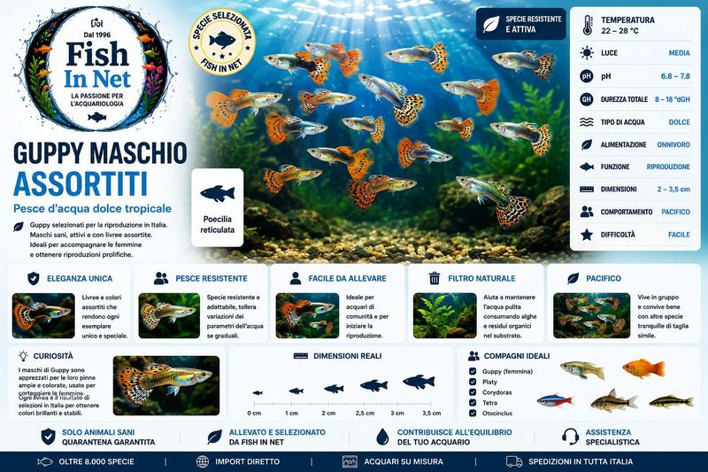 GUPPY MASCHIO ASSORTITI RIPRODUZIONE ITALIA