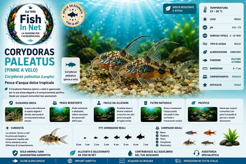 CORYDORAS PALEATUS PINNE A VELO CORYDORAS PALEATUS PINNE A VELO