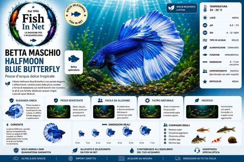 BETTA MASCHIO HALFMOON BLUE BUTTERFLY