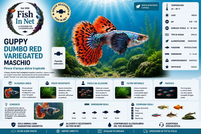 GUPPY MASCHIO DUMBO RED VARIEGATED