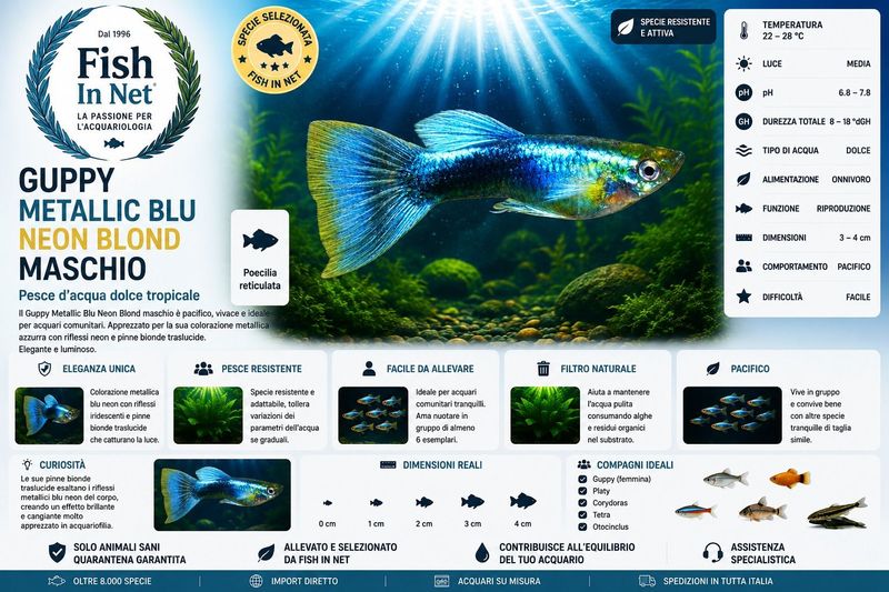 GUPPY MASCHIO METALLIC BLU NEON BLOND